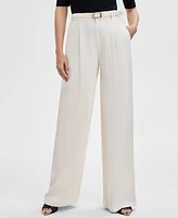 I.n.c. International Concepts Women's High-Rise Belted Wide-Leg Pants, Exclusively at Macy's