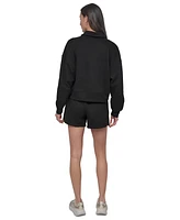 Dkny Sport Women's Varsity Embroidered Logo Smocked 4" Shorts