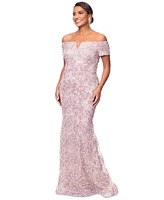 Xscape Women's Off-The-Shoulder Soutache Lace Gown