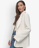 Dkny Women's Notch-Collar Split-Cuff Logo-Patch Jacket