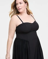 Seni & Cade Plus Sweetheart-Neck Sleeveless Gown