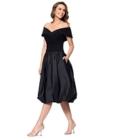 Xscape Women's Mixed-Media Bubble-Hem Fit & Flare Dress