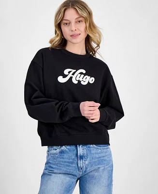Hugo Women's Logo-Print Long-Sleeve Sweatshirt