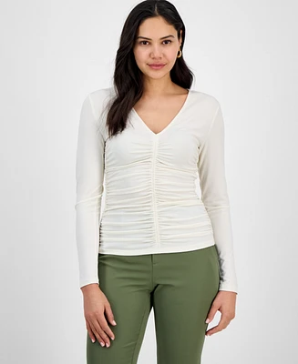I.n.c. International Concepts Women's Ruched-Front Top, Exclusively at Macy's