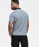 Karl Lagerfeld Paris Men's Performance Stripe Zip Polo Shirt