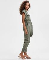 I.n.c. International Concepts Women's Belted Cap-Sleeve Jumpsuit, Exclusively at Macy's