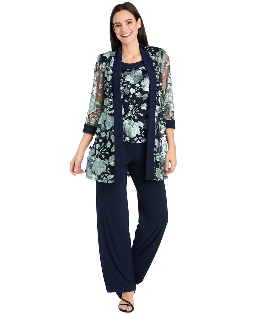 R & M Richards Women's 2-Pc. Embroidered Jacket Pants Set