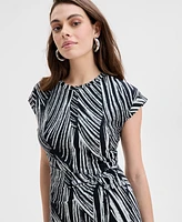I.n.c. International Concepts Women's Printed Cotton O-Ring Wrap Dress, Exclusively at Macy's