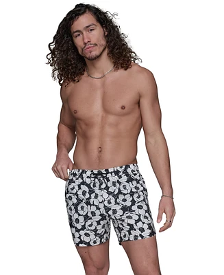 Karl Lagerfeld Paris Men's Regular-Fit Quick-Dry Floral 5" Swim Trunks