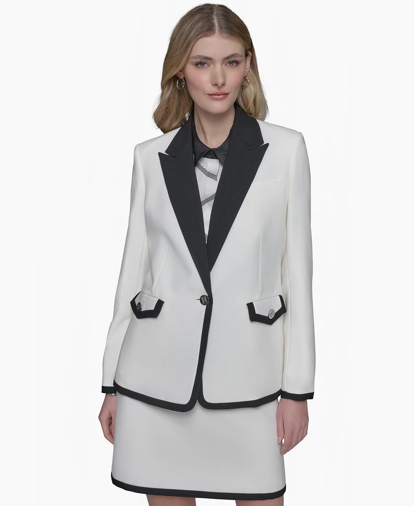 Karl Lagerfeld Paris Women's One-Button Tipped Blazer