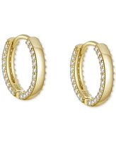 Ben Oni 18k Gold-Plated Sterling Silver Small Pave Huggie Hoop Earrings, 0.6"