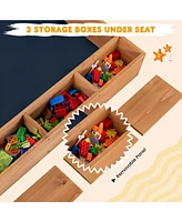 Kids Wooden Square Sandbox with Cover Outdoor Play Area for Sand Play and Protection