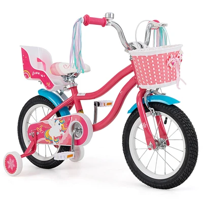 Girls Bike for Kids with Doll Seat and Training Wheels for Safe and Fun Riding