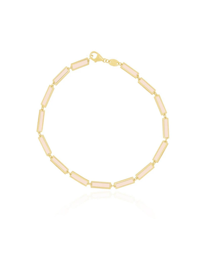 The Lovery Pink Pearl Bar Bracelet 14K Gold
