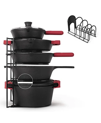 Cuisinel Pan Organizer - Silicone-Coated Non-Slip 15" Heavy Duty Skillet Rack - Kitchen Counter/Cabinet Organization Storage