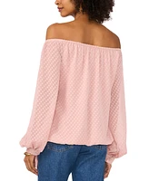 Vince Camuto Women's Textured Off-The-Shoulder Long-Sleeve Tie-Front Blouse