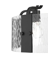 Hanniger 16 1/4" Modern Industrial 4-Light Semi Flush-Mount Ceiling Light Fixture Kitchen Foyer Hallway Round Black Finish Glass Metal Bedroom Ba