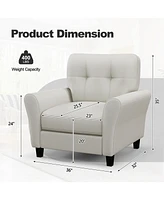 Pcs Upholstered Modern Accent Chair Mid-Century Armchair with Rubber Wood Legs