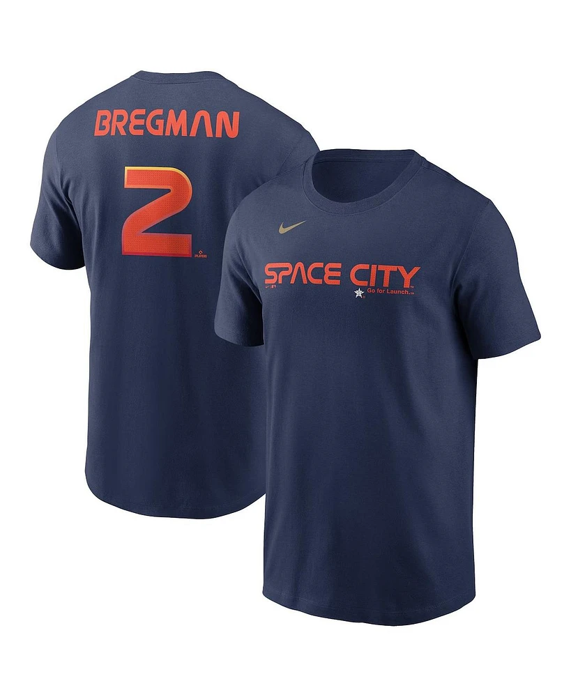 Nike Men's Alex Bregman Navy Houston Astros City Connect Fuse Name Number T-Shirt