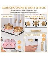 Pretend Play Kitchen for Kids with Realistic Sounds and Lights Interactive Cooking Toy