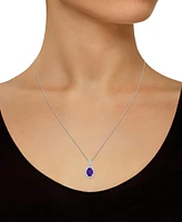 Lab-Created Emerald (1 ct. t.w.) & Lab Created White Sapphire (1/6 Oval Pendant Necklace 10k Gold
