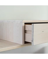 Woodek Floating Nightstand Set Of 2 Premium Beech Nightstands - Versatile Side Table