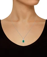 Blue Topaz (2 ct. t.w.) & Lab Created White Sapphire (1/5 Rectangle Pendant Necklace 10k Yellow Gold