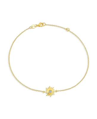 Bling Jewelry Sunburst Cz Accent Anklet Ankle Bracelet Gold Plated Sterling Silver