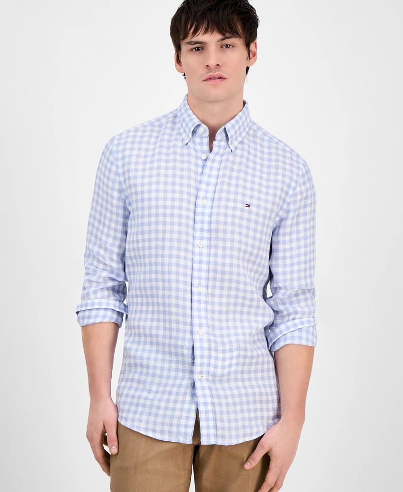 Tommy Hilfiger Men's Slim-Fit Gingham Linen Shirt