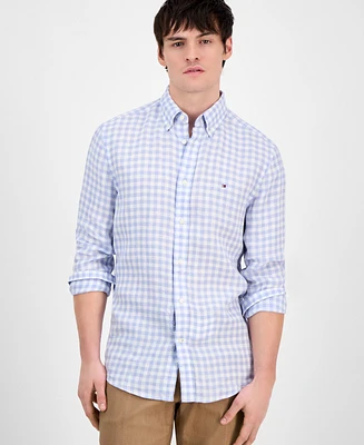 Tommy Hilfiger Men's Slim-Fit Gingham Linen Shirt
