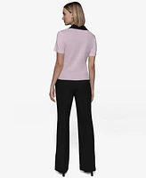 Karl Lagerfeld Paris Women's Contrast-Trim Collared Top