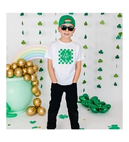 Little and Big Boys Lucky Shamrock Checkered St. Patrick's Day Short Sleeve T-Shirt