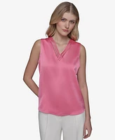 Karl Lagerfeld Paris Women's Crisscross V-Neck Blouse