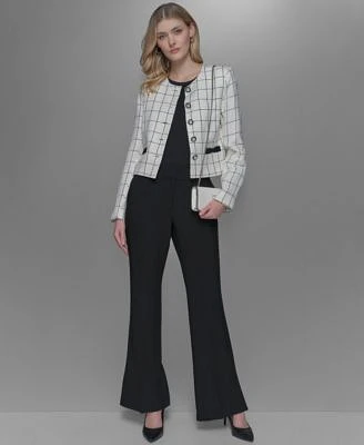 Karl Lagerfeld Paris Womens Sleeveless Top High Rise Trousers One Button Blazer