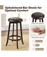 29" Counter Height Stools Set of with 360° Swivel Round Seat & Footrest