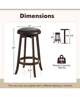 29" Counter Height Stools Set of with 360° Swivel Round Seat & Footrest
