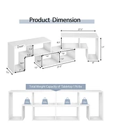 3 Pieces Tv Console Stand Modern Entertainment Center Storage Bookcase