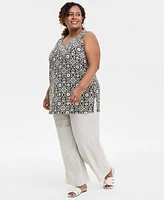 Jm Collection Plus Printed Tunic Tank, Exclusively at Macy's