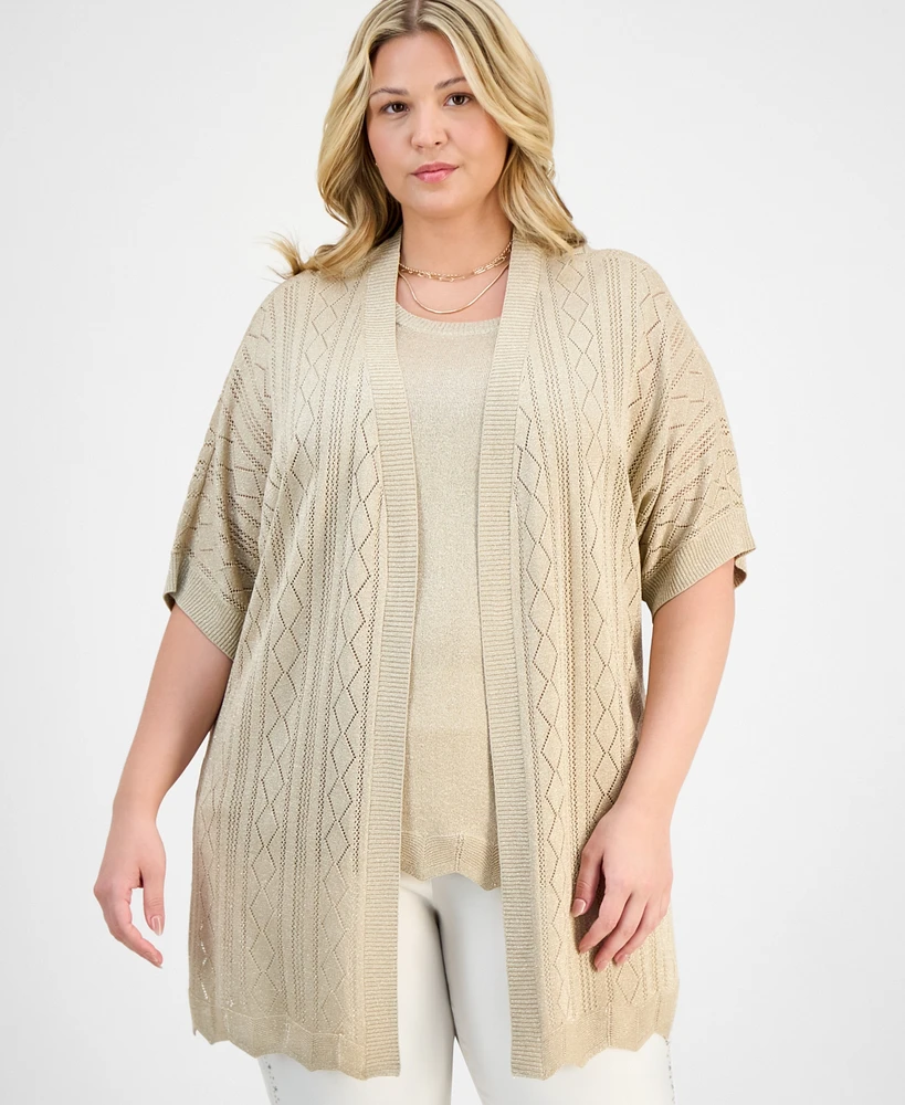 Jm Collection Plus Metallic Shine Cardigan Sweater, Exclusively at Macy's