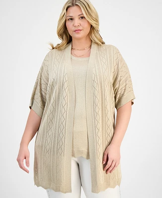 Jm Collection Plus Metallic Shine Cardigan Sweater, Exclusively at Macy's