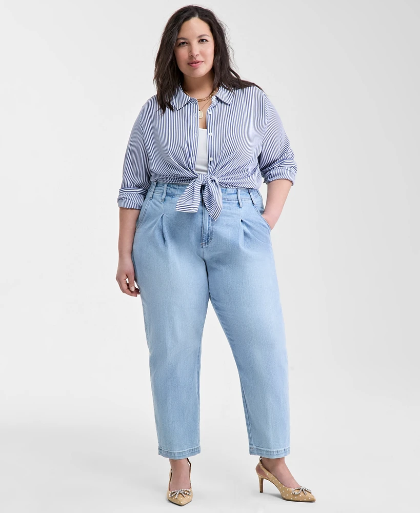 On 34th Trendy Plus Button-Front Crepe Shirt, Created for Macy's