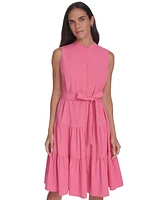 Calvin Klein Women's Mock-Neck Sleeveless A-Line Dress