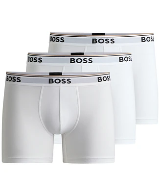 Boss by Hugo Men's Power 3-Pack Solid Boxer Briefs