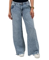 Rewash Juniors' Distressed Low Rise Wide-Leg Jeans