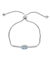 Bling Jewelry Spiritual Protection Pave Cz Halo Blue Evil Eye Charm Bolo Style Bracelet