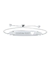 Bling Jewelry Delicate Petite Heart Id Bracelet Sterling Silver 5-6 Inch Small Wrists