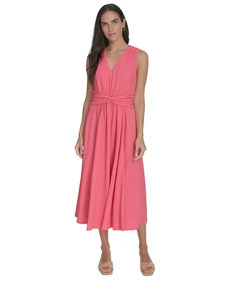 Calvin Klein Women's V-Neck Twist-Front Midi Dress