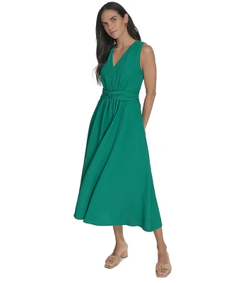 Calvin Klein Women's V-Neck Twist-Front Midi Dress