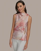 Donna Karan New York Women's Sleeveless Printed Satin Top