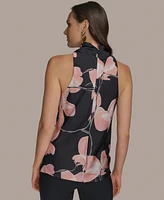 Donna Karan New York Women's Sleeveless Floral High-Neck Top